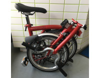 Brompton M6L Folding Bike (2021) w/ Extd Seatpost Red Fold 1